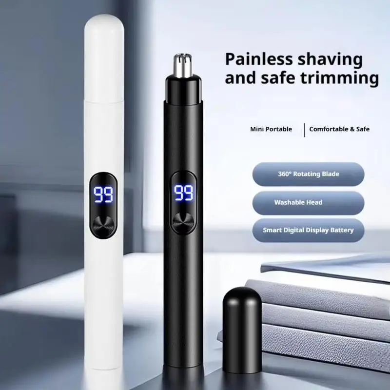 1 Set USB Rechargeable Mini Portable Electric Nose Hair Trimmer Touch Operation For Painless Nose Ear Eyebrow Hair Removal view 3