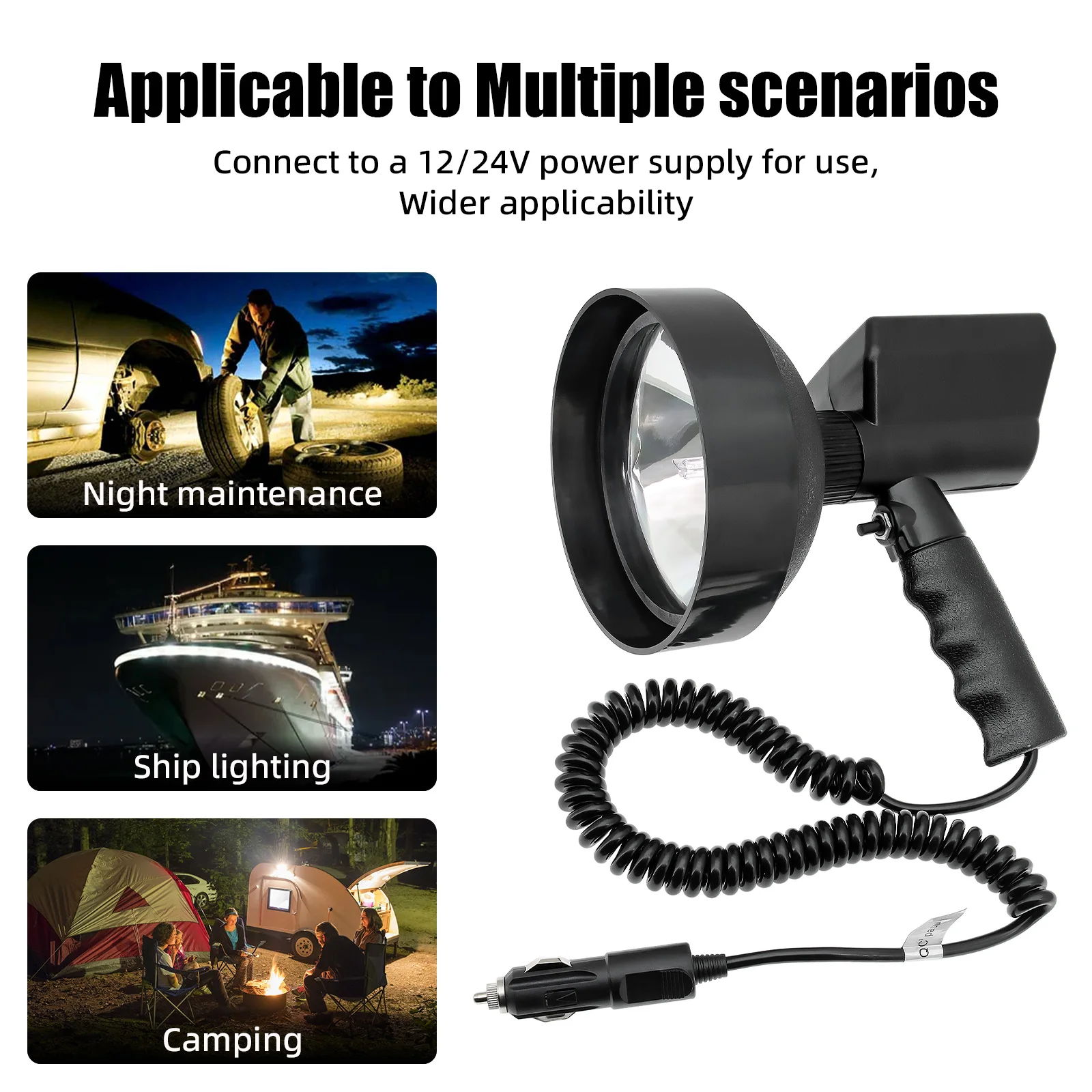 5" / 7" 35W HID Xenon Handheld Spotlight 12V 24V 8000LM Portable Searchlight For Hunting Camping Fishing Boating Lamp - view 4