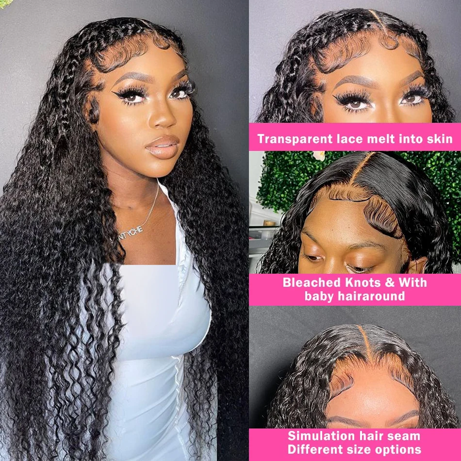 Perruque Lace Front Wig sans colle naturelle bouclée, cheveux humains, Deep Wave, 5x5, HD, 13x6, Prêt à vitation, 250%, pour femmes africaines