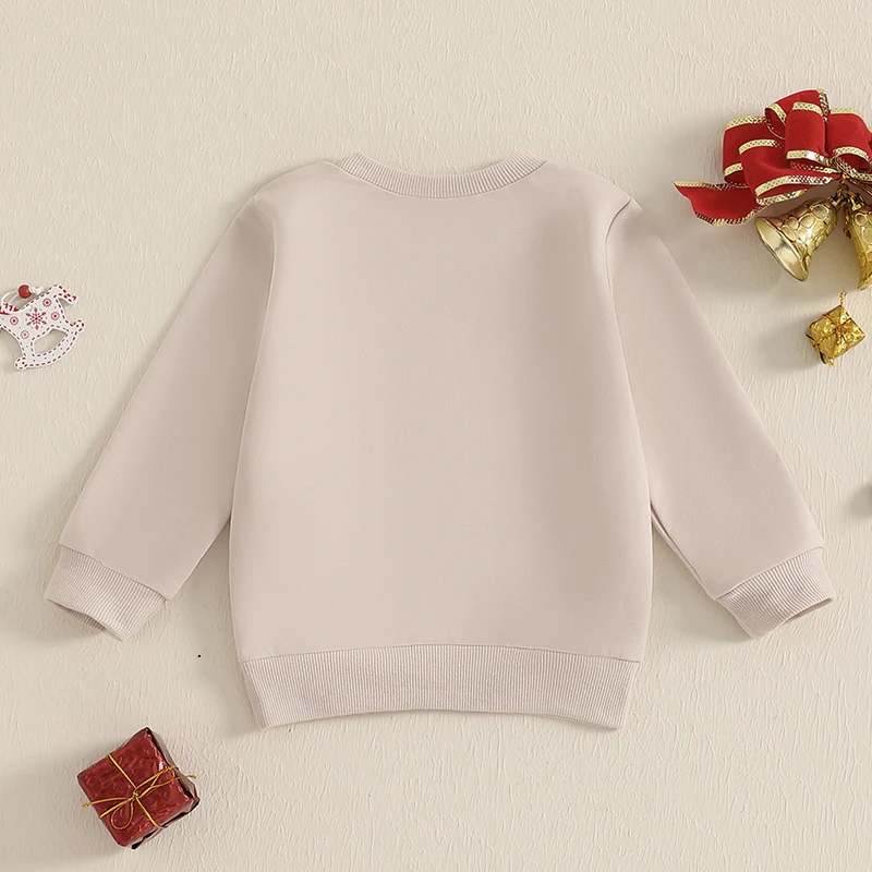 2024-09-06 Lioraitiin 1-5Y Little Girl Christmas Sweatshirt Santa Claus Bow Print Long Sleeve Round Neck Pullover Loose Tops