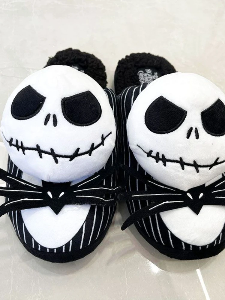 Halloween Fashion Winter Cotton Slippers Women Skull Cartoon Indoor Warm Shoes Female Three-dimensional Personality Cotton Shoes