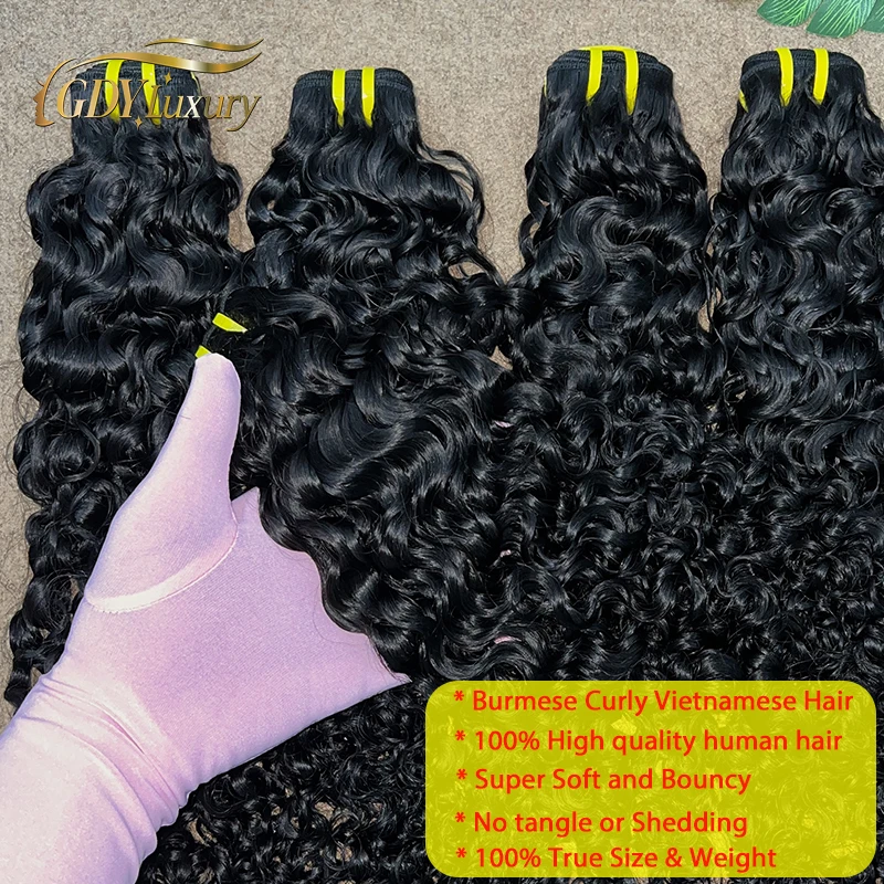 Burmese Curly Raw Virgin Hair Bundles Thick 100% Unprocessed Human Hair Extensions Vietnamese Wavy Bouncy Double Weft Full Head