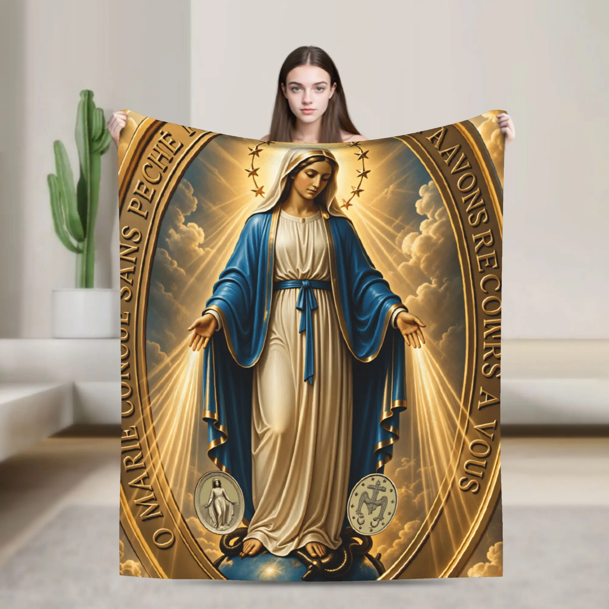 Miraculous Medal 1830 Our Lady Of Grace Religious Art Blanket Spring  Warm Bedding Throws For Adults Home Decor Bed Cover