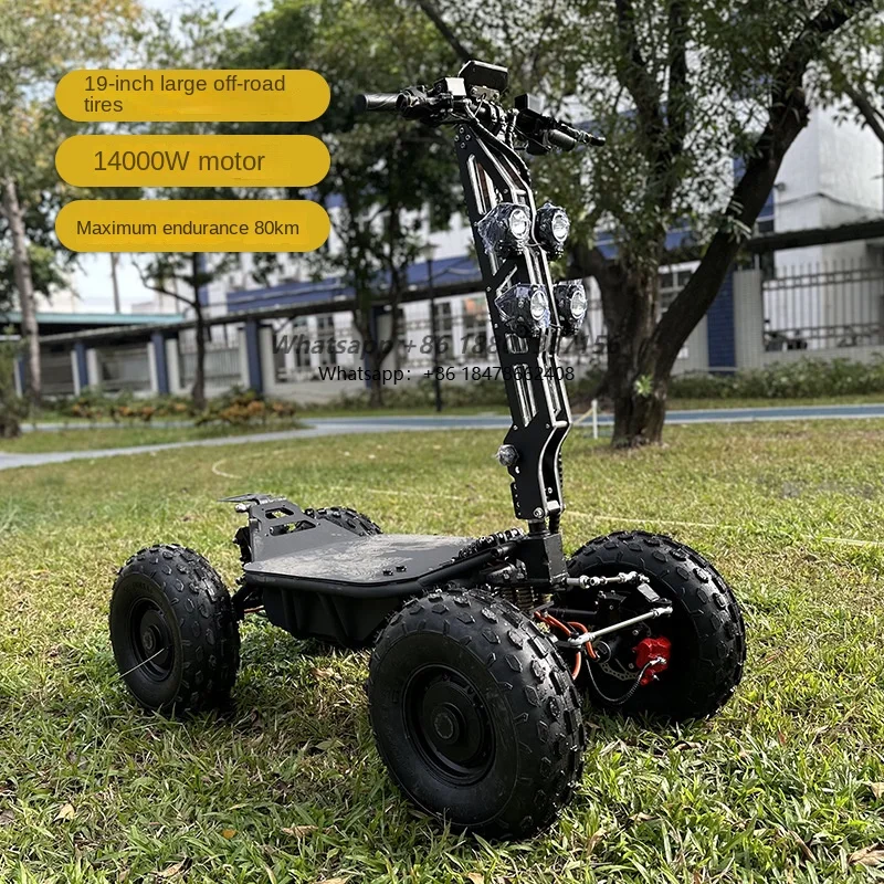 19-Zoll Allterrain ATV Elektro-Skateboard 80km Reichweite 14000W Hochleistungs-Faltbares Allrad-Elektroroller mit Lithium-Akku