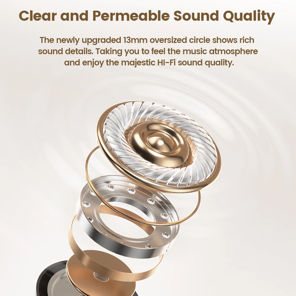 Toocki Bluetooth5.3 Waterproof Headphone for Phones TWS Multi-Color Wireless In-ear Earphone with Mic Portable for Travel Office