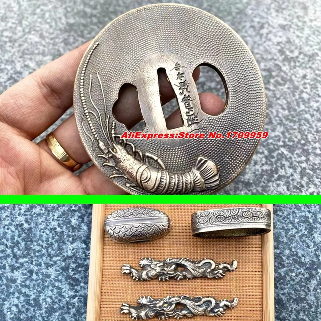 Garão tsuba guarda de bronze menuki fuchi kashira acessório para katana/wakizashi/tanto japonês samurai espada handguard acessórios