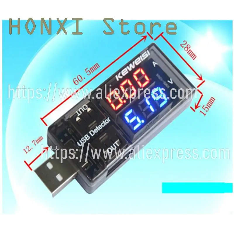 1PCS USB current voltage tester USB voltage ammeter USB current voltage tester is double table shows