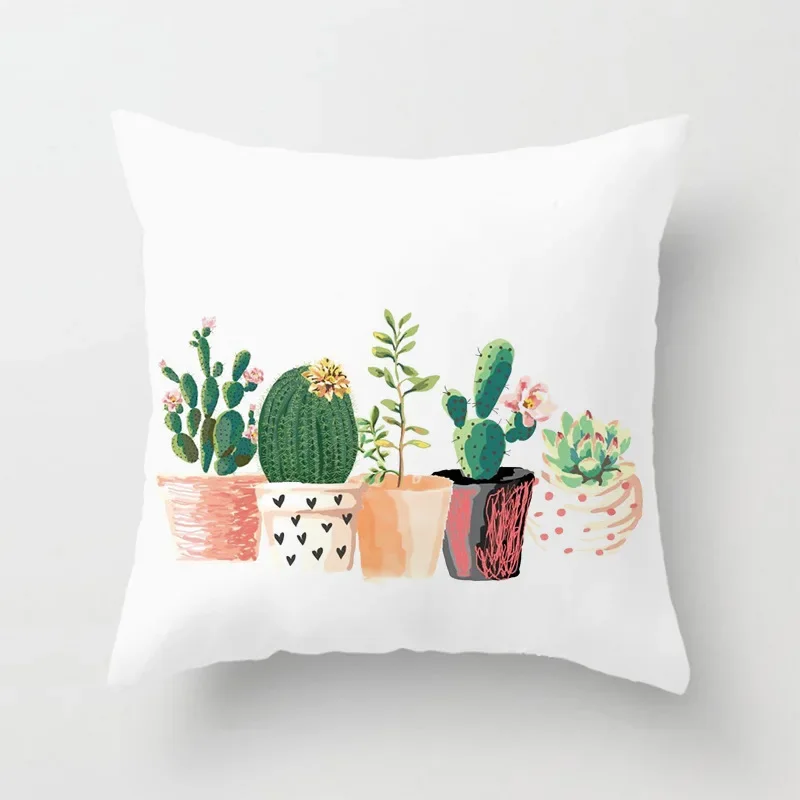 Cactus Pillowcase 45*45cm Square  Polyester Decorative Home Bedroom Sofa