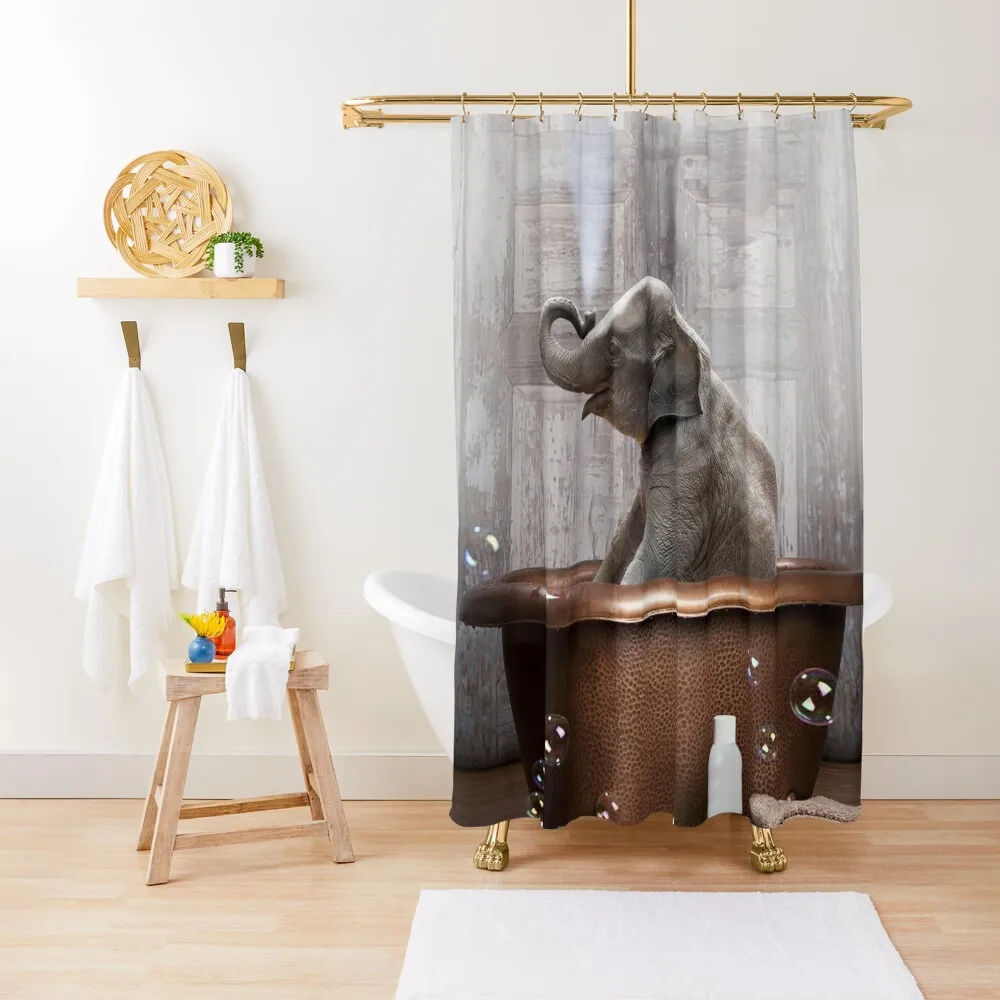 

Elephant in Bathtub Shower Curtain Bathroom Deco Bathroom Showers Bathroom Fabric Waterproof Bath And Anti-Mold Curtain