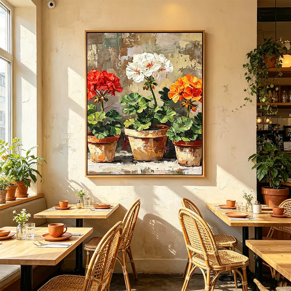 Floral Botanical Prints Poster Canvas Wall Art Natural Colors Flower Potted Plant Oil Painting Decor Green Leaves Art Picture