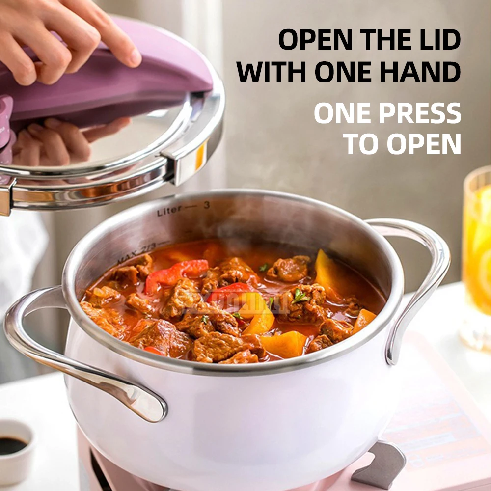 Upgrade 3L Pressure Cooker 304 Stainless Steel Thickened Pressure Cooker Kitchen Cookware