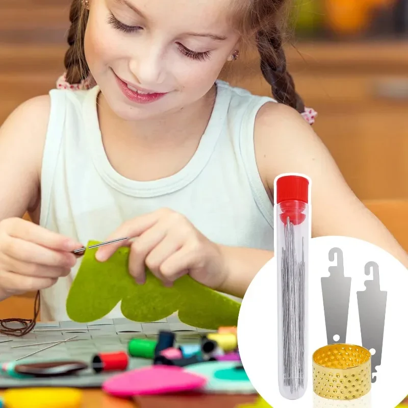 كبير العين خياطة الإبر مجموعة الفولاذ المقاوم للصدأ التطريز إبرة الغزل الحياكة اليد الخياطة الإبر المنزلية DIY بها بنفسك الحرف 2028