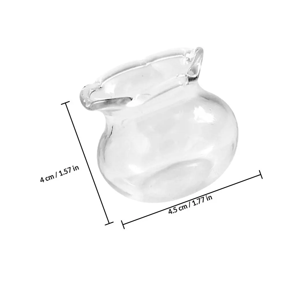 2Pcs Miniature Fish Bowls Clear Glass Round Design Small Fish Tanks for DIY Dollhouse Decoration Accessories Tiny Aquarium