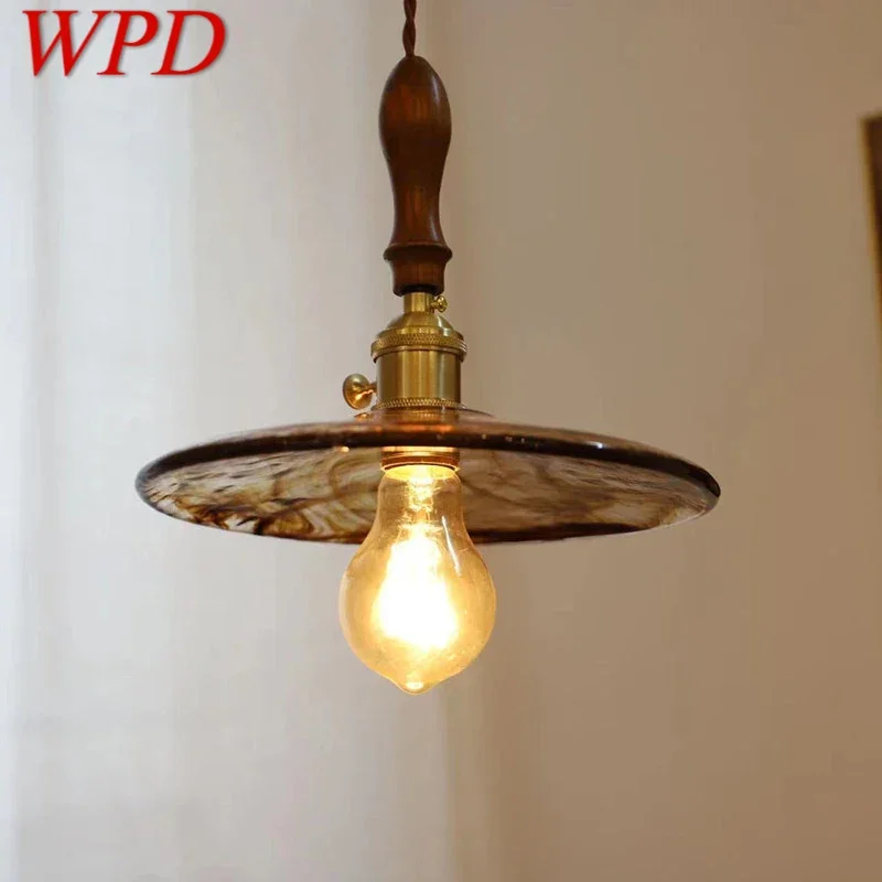 

WPD Nordic Brass Pendent lamp Modern Bedroom Bedside lamp Art Glass LED Restaurant Bar Aisle Chandelier