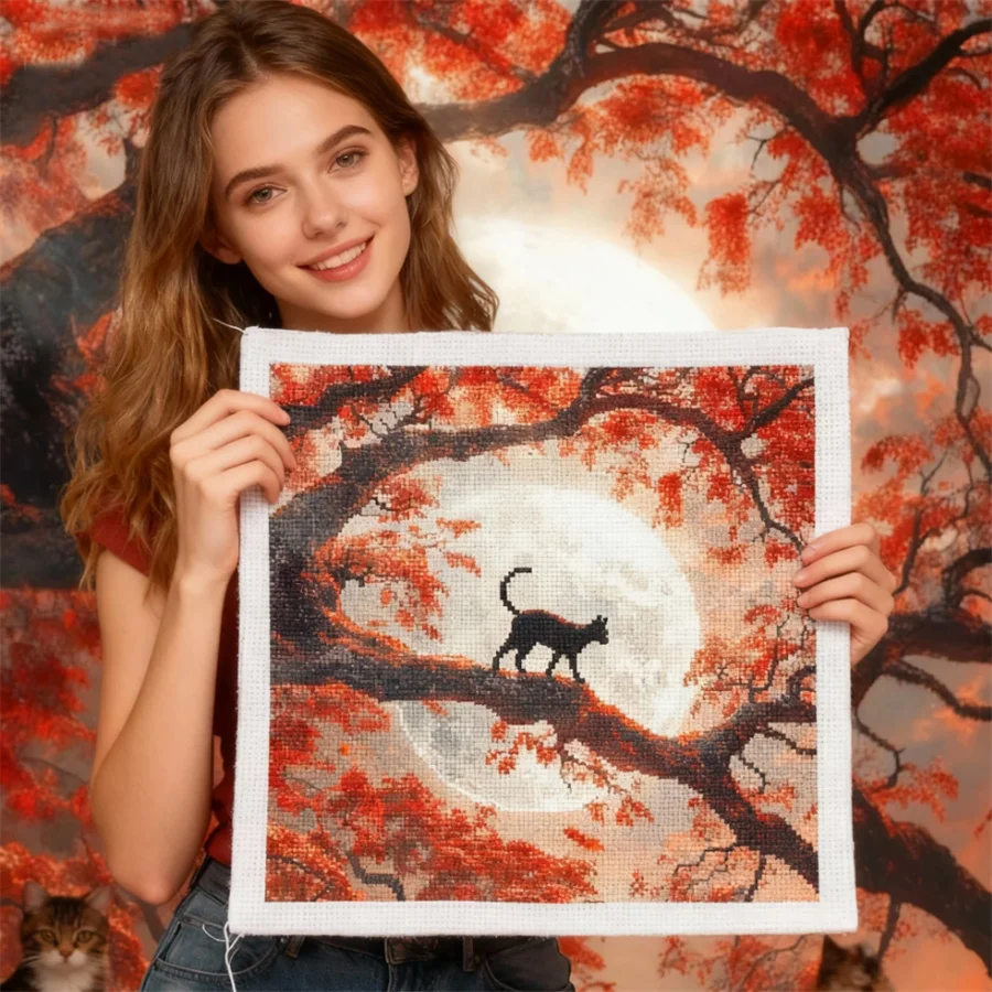 

2026 New style DIY Cross Stitch Set Cat Adults Handmade Embroidery Needlework Crafts Supplies Bedroom Wall Decor For Home