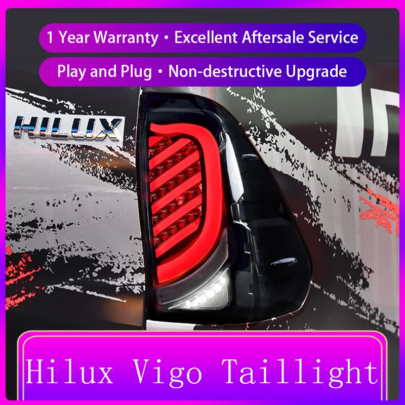 Auto Taillights For Toyota Hilux 2015-2021 Vigo Tail Light DRL Rear Lamp Turn LED Bulbs Modified Brake Automatic Car Accessories