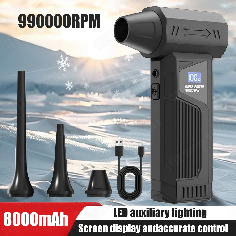 

Mini Air Blower 990000RPM Brushless Motor Turbo Fan Jet Battery Display LED Lighting Portable Rechargeable Powerful Dust Blower