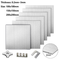 304 Stainless Steel Square Sheet Plate Thickness 0.2mm~3mm Flat Brushed Metal Polished Plate 100x100mm 150x150mm 200x200mm