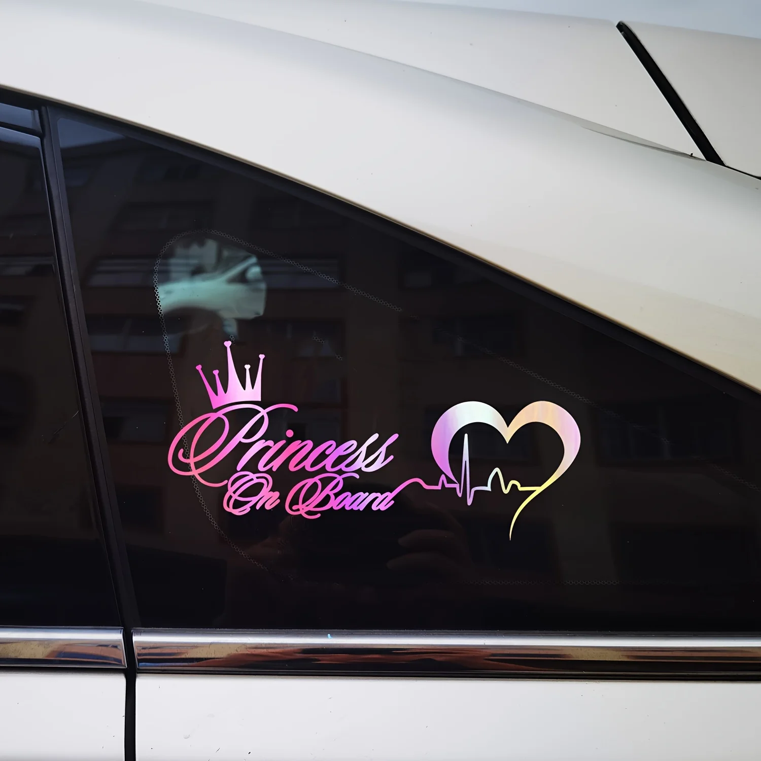 Adesivo de vinil com desenho de princesa no carro, linha de batimentos cardíacos, aviso de segurança para bebês, decoração para janela de carro, camin