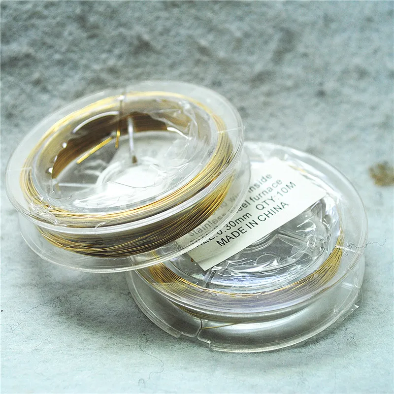 10 Meters Golden Stainless Steel Cord Surface IS Real Golden Plated Size 0.3MM 0.4MM 0.6MM DIY Jewelry Findings