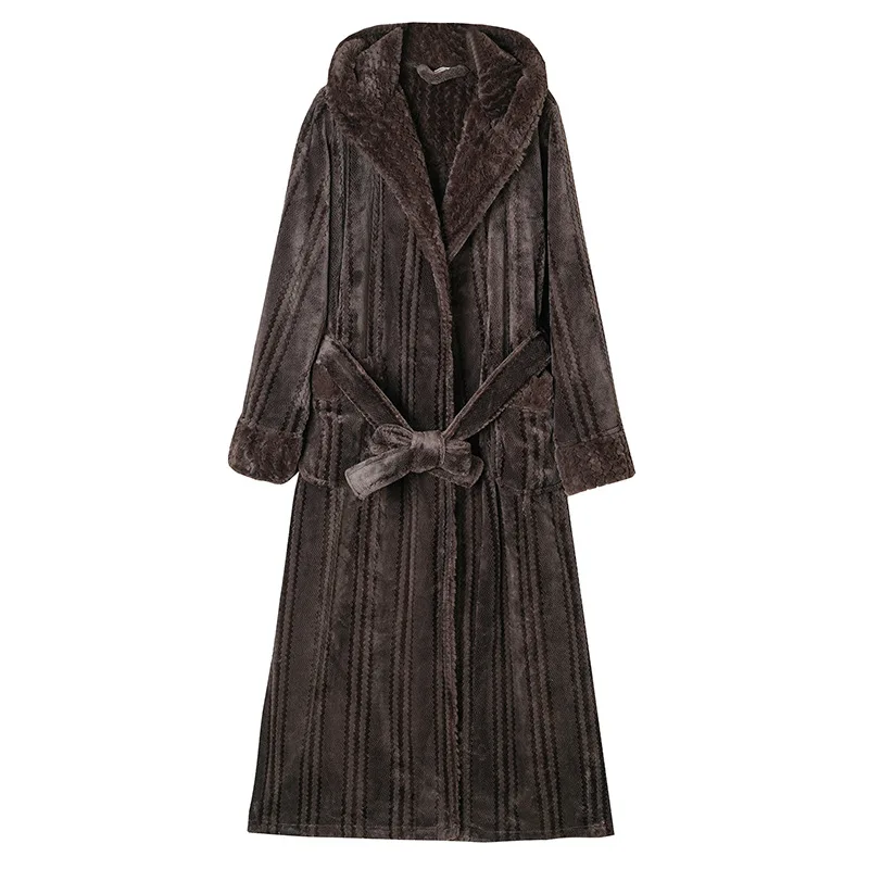 2024 New Winter Bathrobe Gown Women Jacquard Kimono Robe Thicken Flannel Nightwear Lover Sleepwear Shower Robes Nightgown