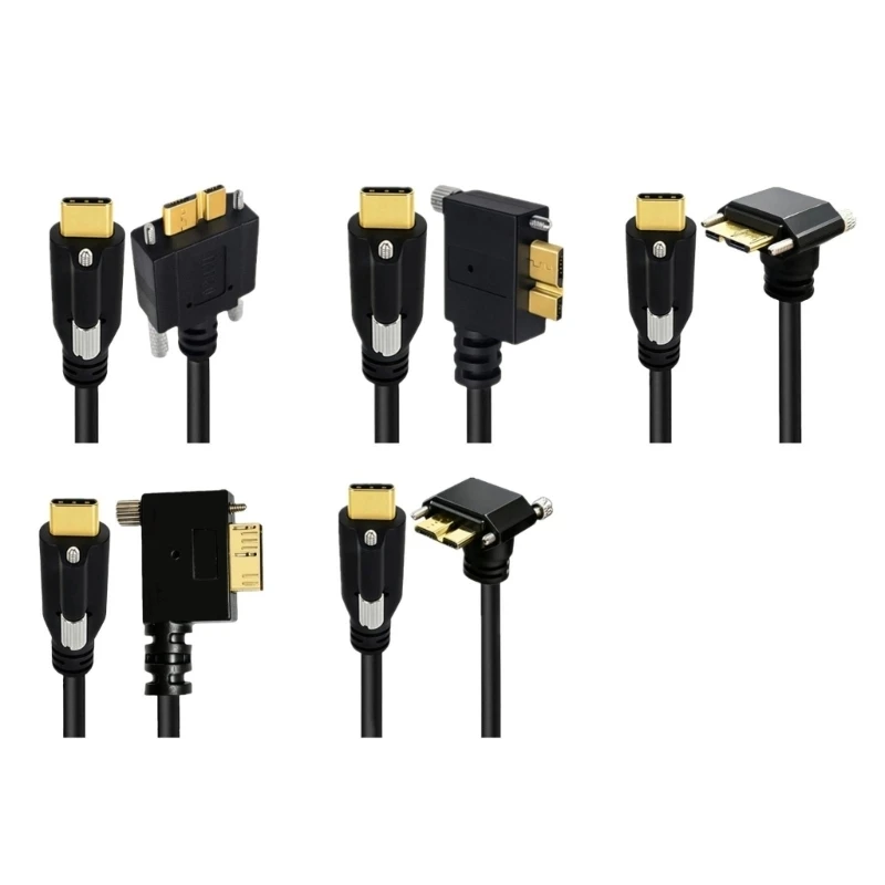Fixed Equipment TypeC 5Pin USB B Data Cable, Panel Mount Form, 1 M Length with Screw Lock Hardware for Cabinet Wiring Daily Use