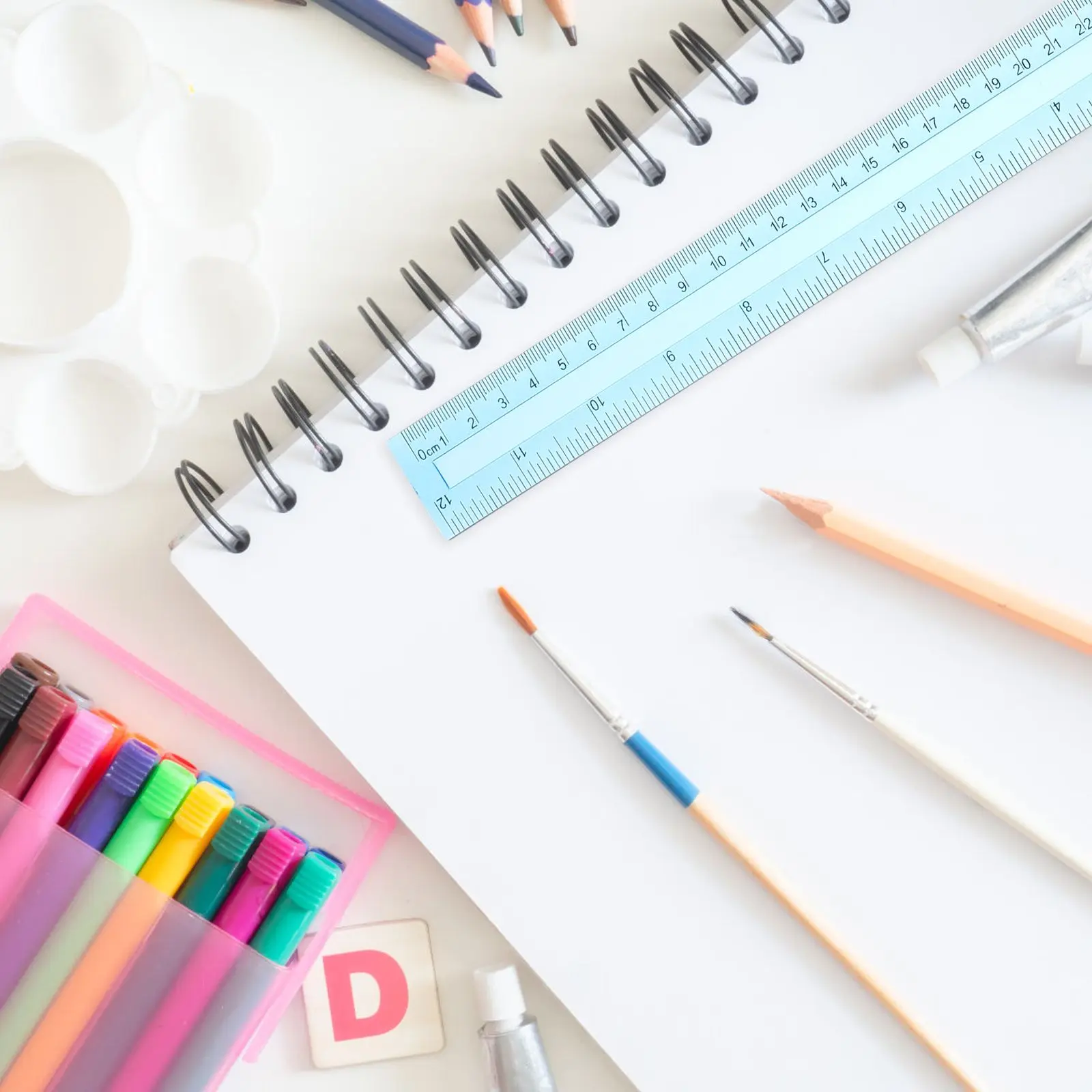 Colored Transparent Ruler 16 Pcs Plastic Straight 12 Inch Measuring Tools for School Students Drawing Rulers Stationery