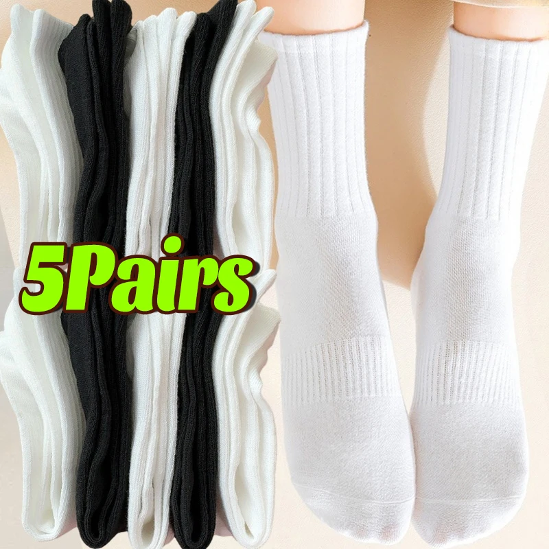 

Cotton Sports Socks Unisex Soft Comfortable Breathable Casual Socks Black White Mid Tube Solid Color for Men Women Classic Socks