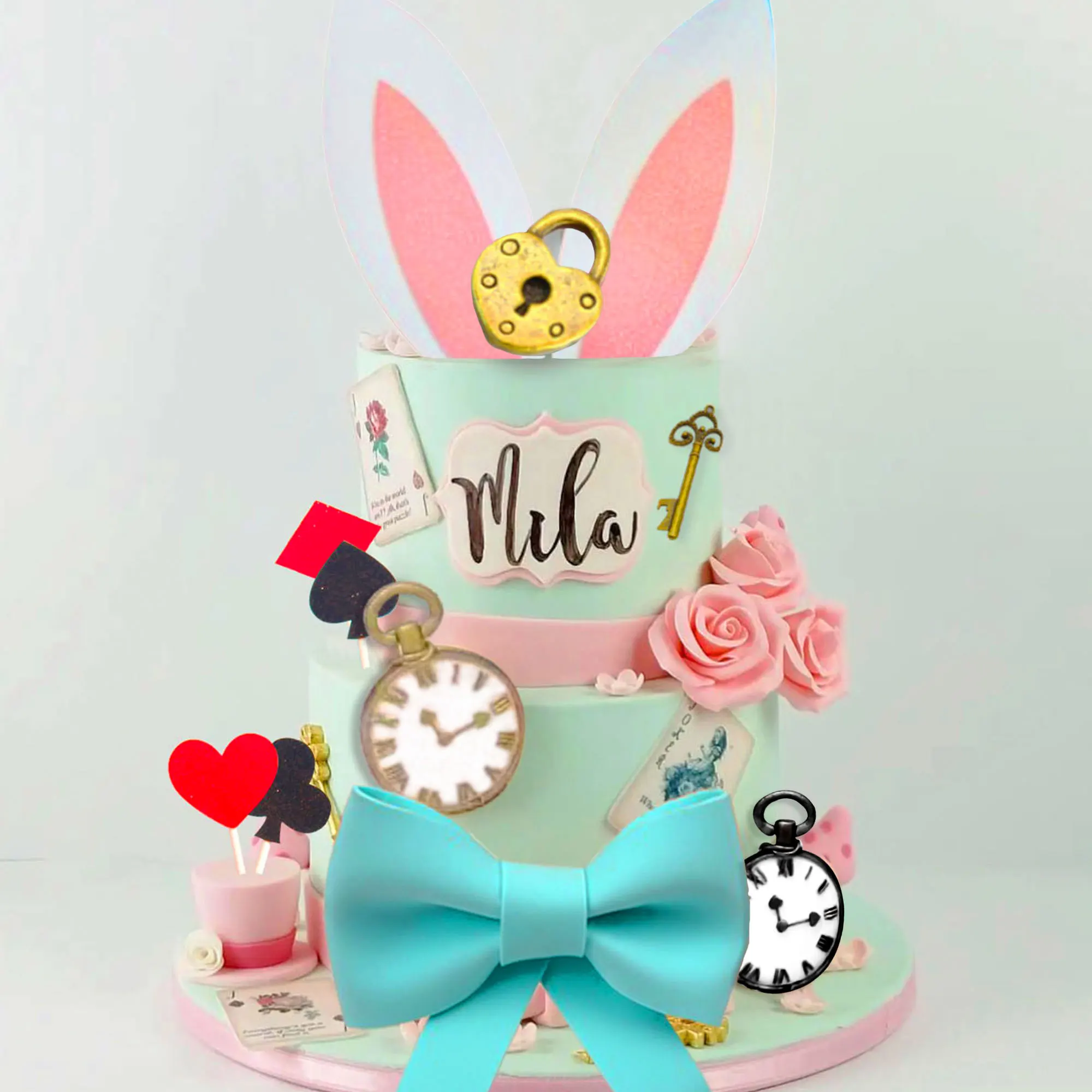 LaVenty Alice in Wonderland Cake Decoration Party Supplies Favors Bunny Birthday Cake Decoration Baby Shower Decoration