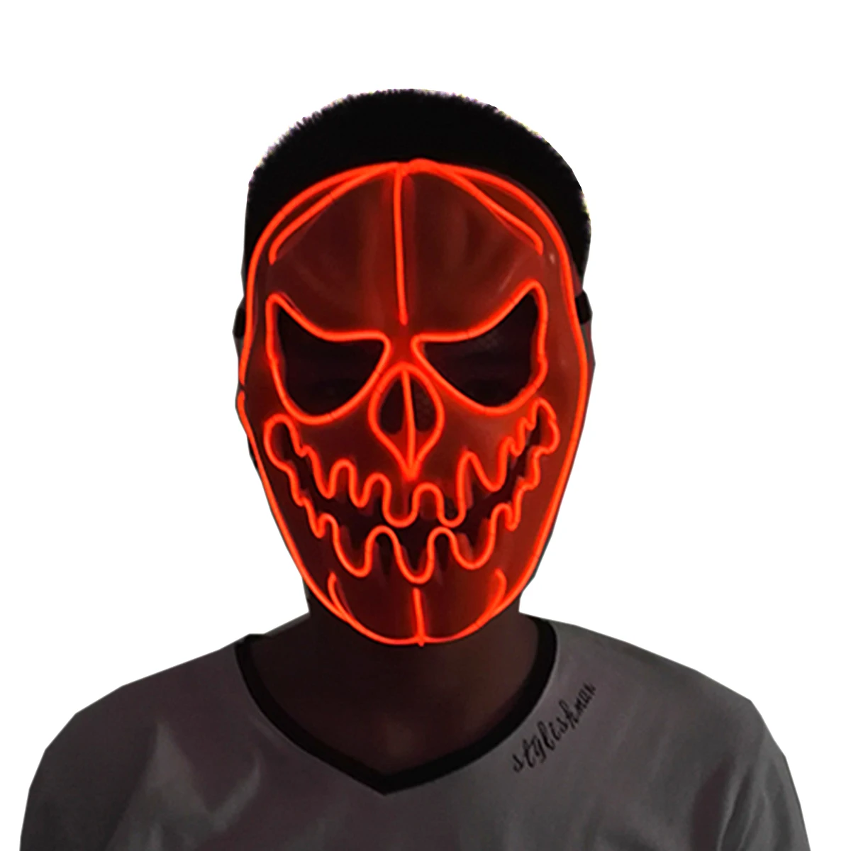 Horror Halloween LED Mask Cosplay Pumpkin Head Full Face Headgear Mask Decorative Party Mask Light Up In The Dark