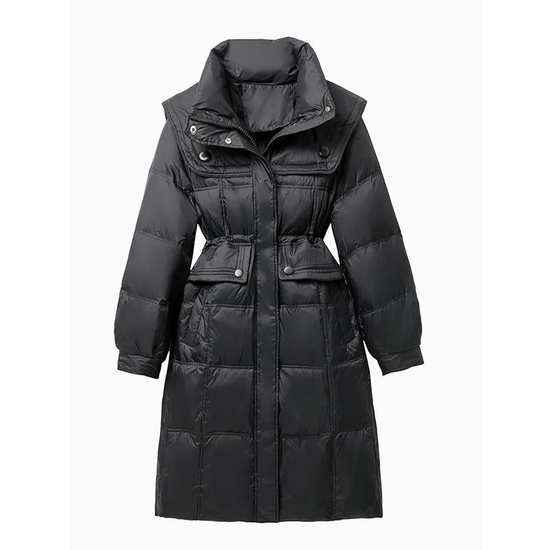 Women's Winter Autumn Cotton Coat Thickened Zipper Mid-length Waisted New Niche Versatile Slim Retro Trend Brand Luxury Harajuku