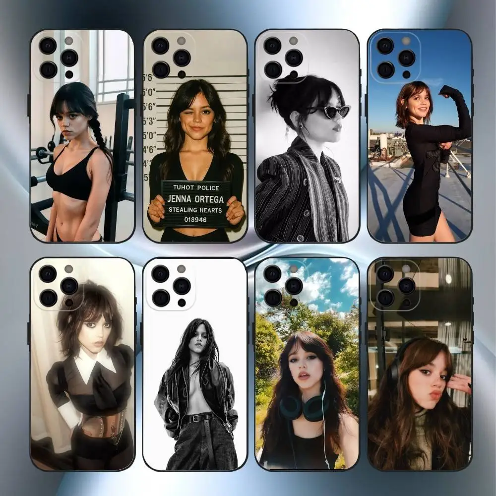 

J-Jenna O-Ortega Actress Phone Case For iPhone17,16,15,14,13,12,11 Plus,Pro Max Soft Black Cover