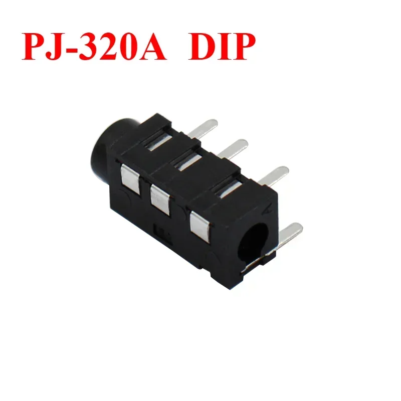 10-100Pcs  3.5 MM Audio Jack Connector Through Holes PCB Horizontal 4 Contact 4 Conductor Right Angle No Internal Switch 4 Pole