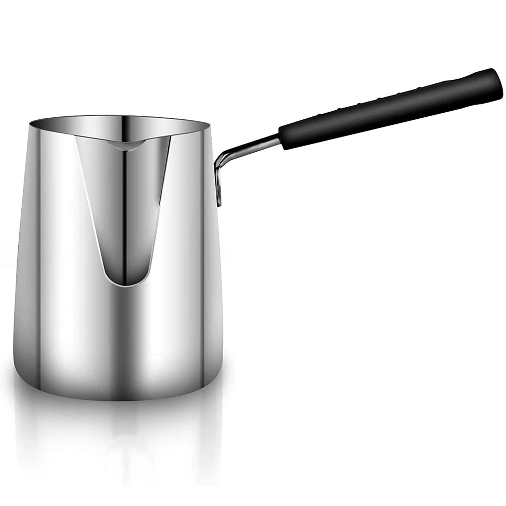 

600ML Turkish Coffee Pot Stainless Steel Milk and Coffee Warmer Chocolate Butter Melting Pot with Heat Resistant Handle