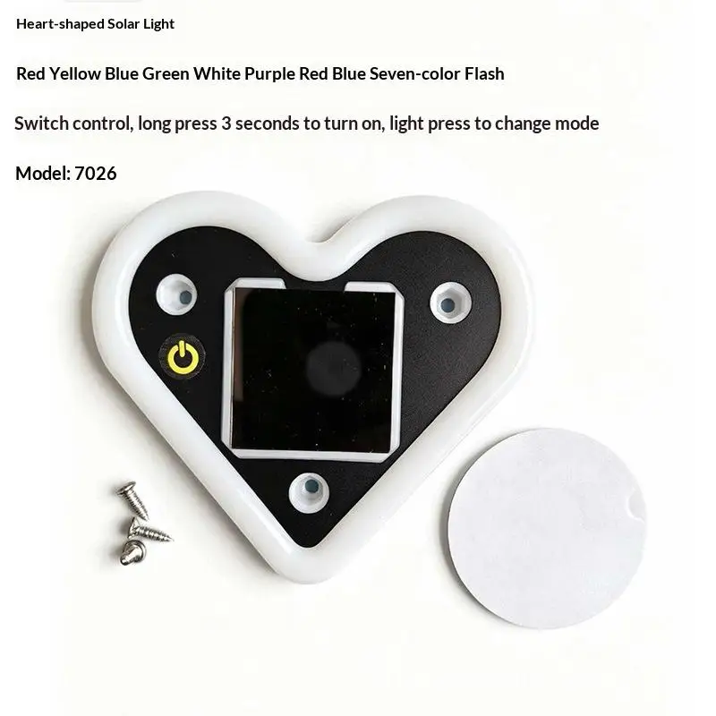 

【MO】Love Heart Solar LED Atmosphere Light For Car Triangle Window Outdoors Warning Light Decoration Neon Lamp