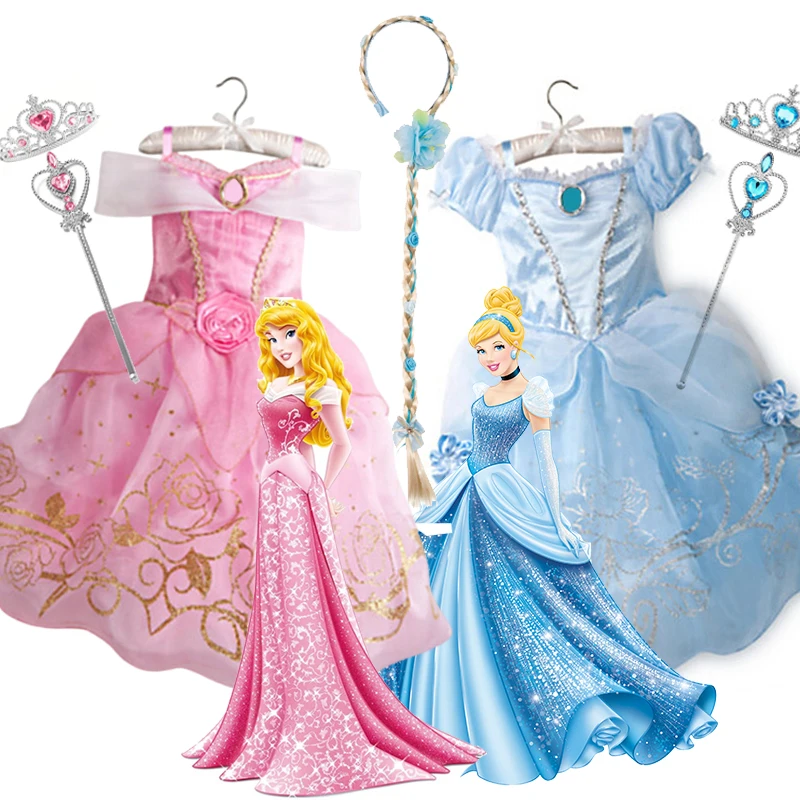Kostium na Halloween dla dzieci Aurora Kopciuszek Księżniczka Disney Sukienka Festiwalowa Przebranie dla dziewczynek Śpiąca Królewna Sukienka 1-12 lat