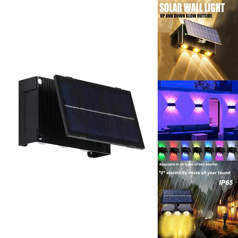 LED โคมไฟติดผนังพลังงานแสงอาทิตย์กลางแจ้งกันฝนน้ําสําหรับลานสวนโคมไฟควบคุมแสงอัจฉริยะปรับพลังงานแสงอาทิตย์ A