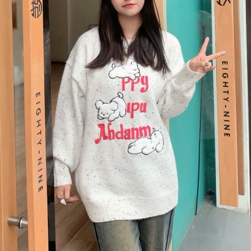 Japanese Style Pullovers Women Kawaii Sweater Casual Simple All-match Knitted Comfortable Couple College Streetwear Attractive