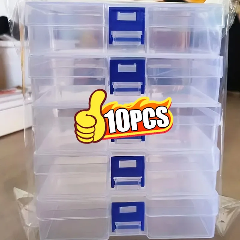 Caja de almacenamiento de plástico transparente con tapa abatible, contenedor multiusos con cerradura para joyería, lápices, artículos diversos, caja organizadora para el hogar