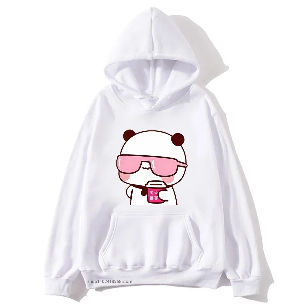 Couple Hoodies Bubu Is Watching Movie With Dudu Autumn Winter Sweatshirt Cartoon Kawaii Pullover Harajuku Men Women Sudaderas