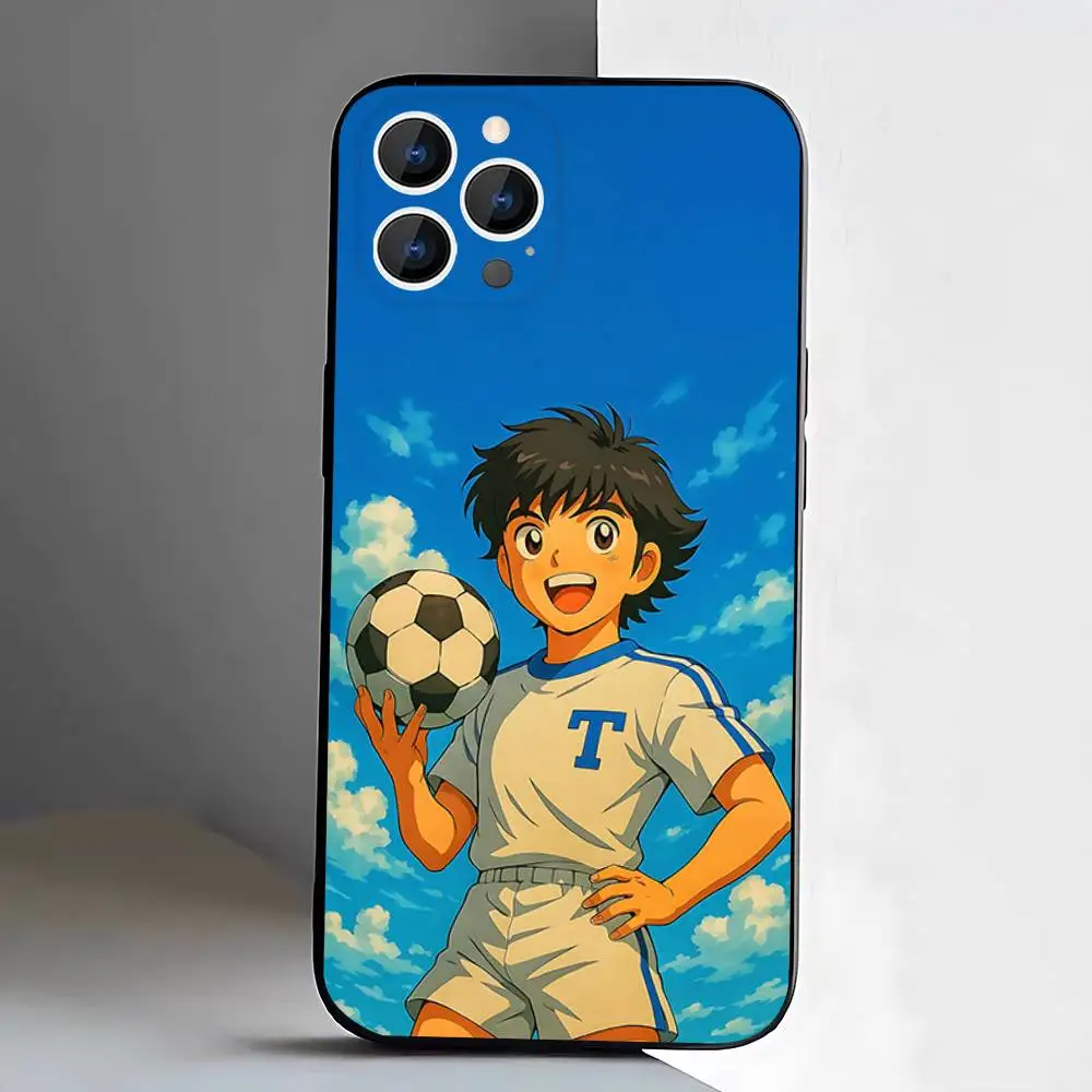 เคสโทรศัพท์ลายอนิเมะ C-Captain T-Tsubasa สำหรับ iPhone 17,16,15,14,13,12,11,Pro,XS,Max,XR,Plus,E,SE4,Mini สีดำแบบนิ่ม