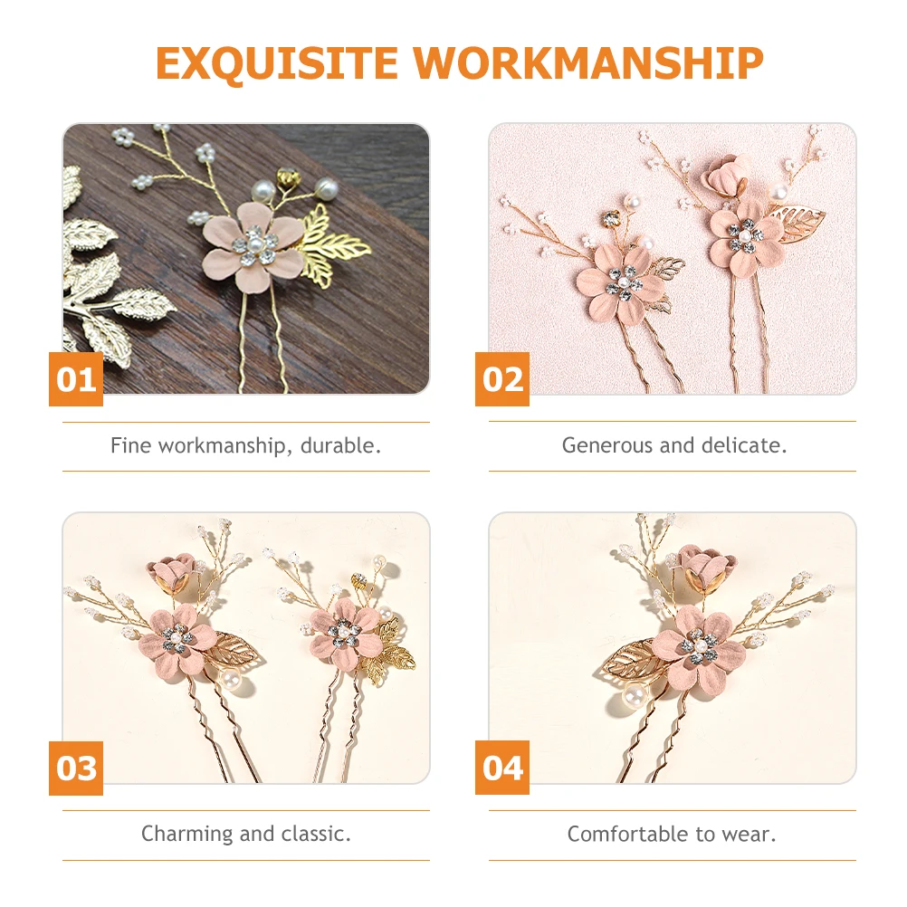 

2 Pcs Wedding Hairpin Bride Flower Pins Bridal Headgear Pink Small Mother Hair Accessories for Women Wedding Hair for Brides