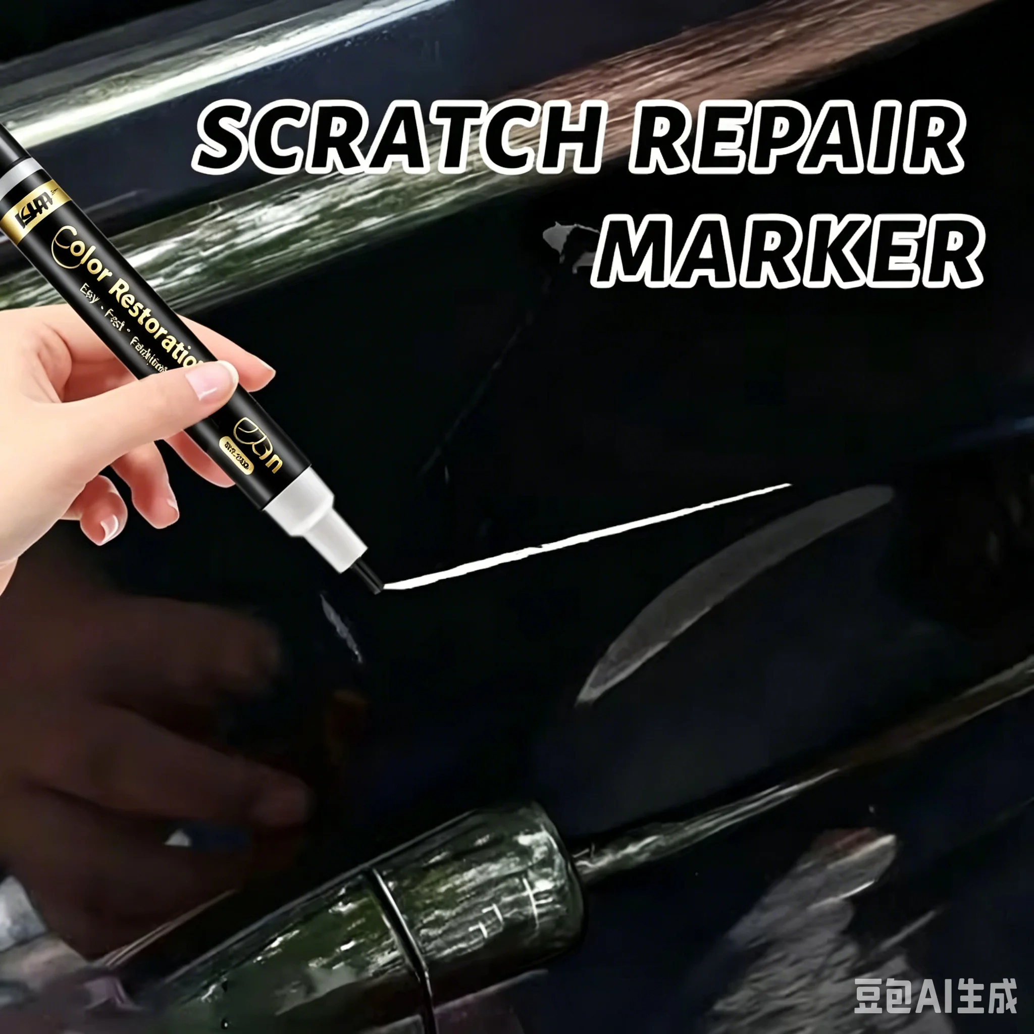 Car Touch Up Paint Pen Black Scratch Repair Pen Auto Body Surface Chip Restoration Waterproof Color Restorer Marker