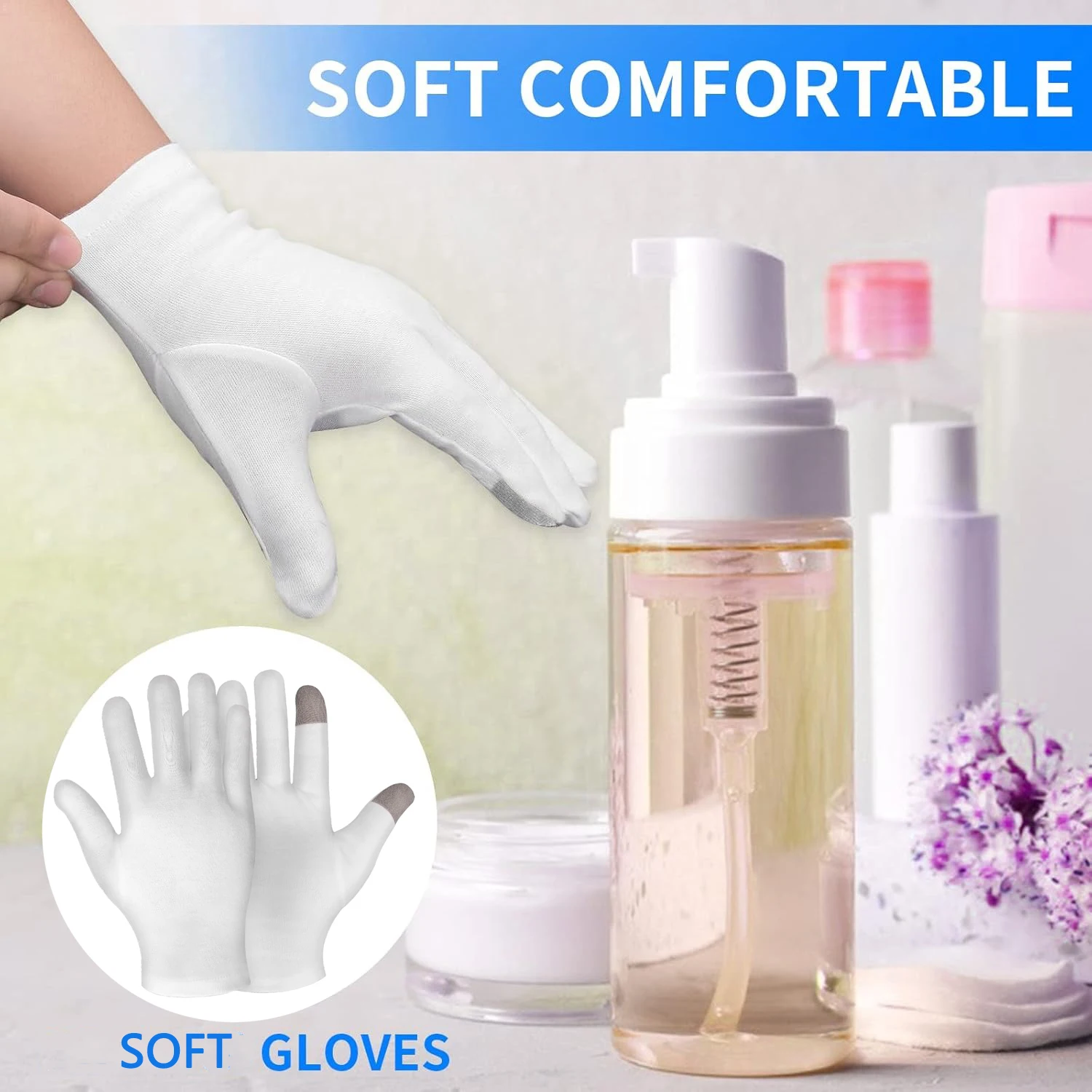 2 Pairs Moisturizing Gloves&Socks for Overnight Bedtime Heal Eczema Sleeping Lotion Hand Spa Treatment,Repair Cracked Dry Skin