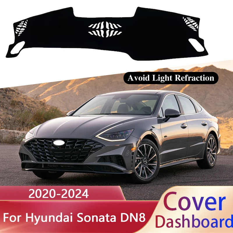 

Автомобильный коврик для приборной панели Hyundai Sonata DN8 2020 ~ 2025 2021 2022 2023 2024, крышка приборной панели, коврик для приборной панели, избегайте света, подкладка, аксессуары для ковров