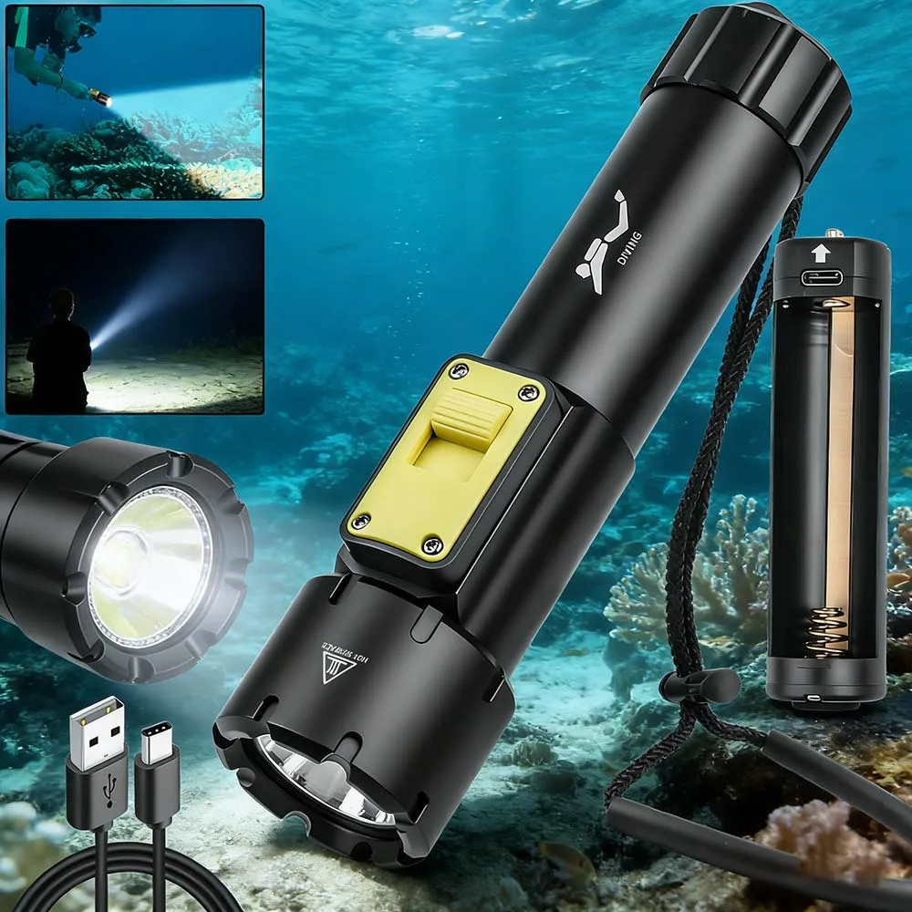 

Светодиодный фонарь XHP70, 1500 лм, водонепроницаемый IPX8, для дайвинга, с магнитным выключателем, перезаряжаемый, для подводного освещения, для пещер, кемпинга, охоты