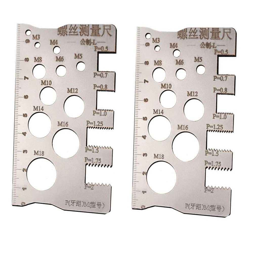 Screw Thread Pitch Gauge Ruler Measuring Tool Bolt Nut Metric Stainless Steel  Screw Measurement Ruler Space Saving Gauge Tool