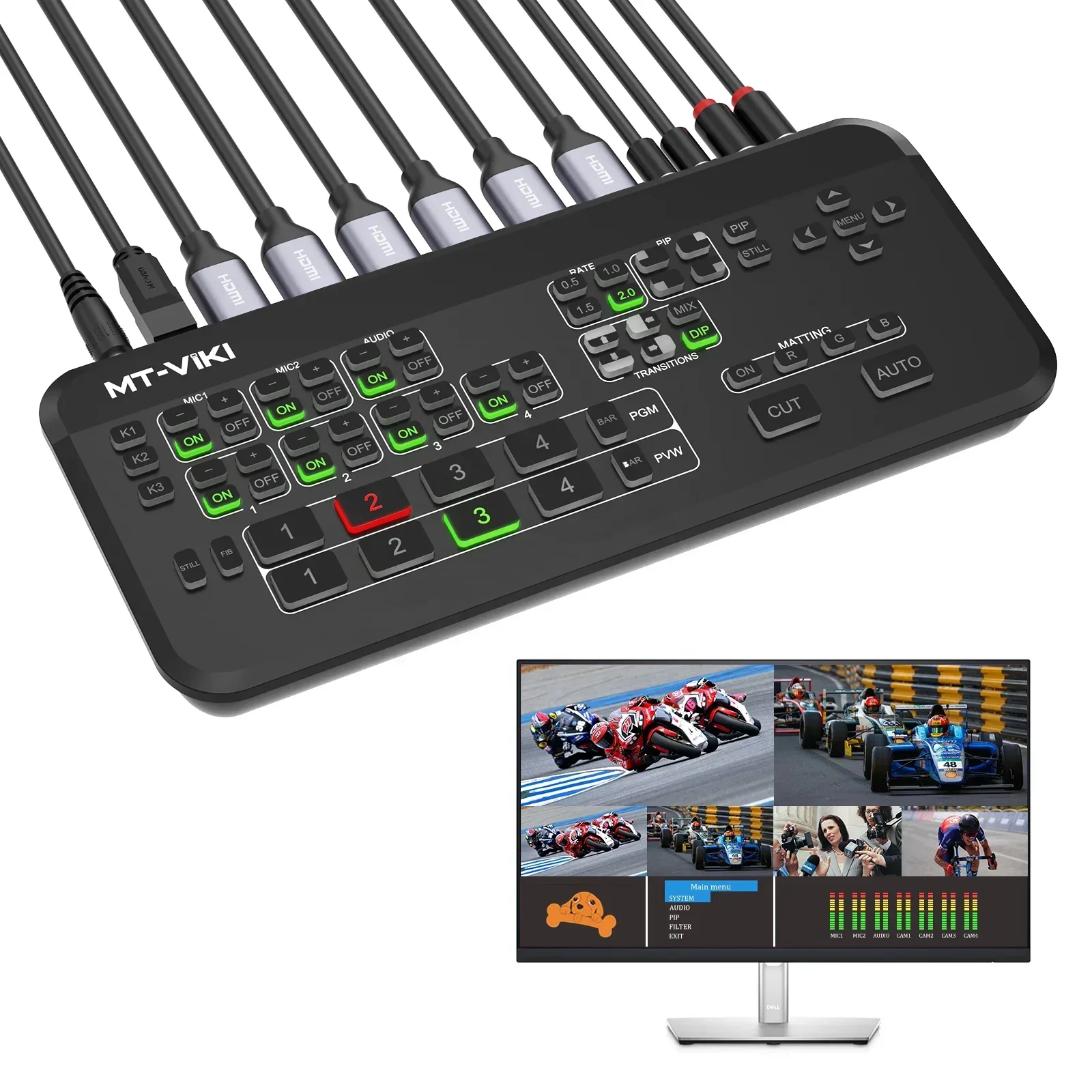 

Video Mixer Switcher Live Streaming 4-Channel, MT-VIKI 4 Way Mult Video Switcher Broadcast Live Streaming