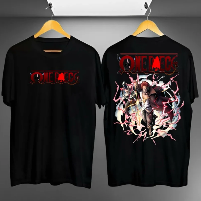 

Japanese Anime One Release Pattern T-shirt Luffy Men's Cotton Top Summer New Retro Fashion Men's and Women's Streetwear