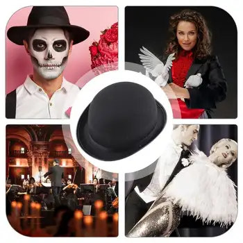 Jul Män Kvinnor Magiker Hattar Kepsar Gentleman Jazz Hatt Hög Hatt Svart Röd Fest Bowlerhatt Bombin Hatt Scen Teater Kostym 10 best sales Fedora hat man - №5